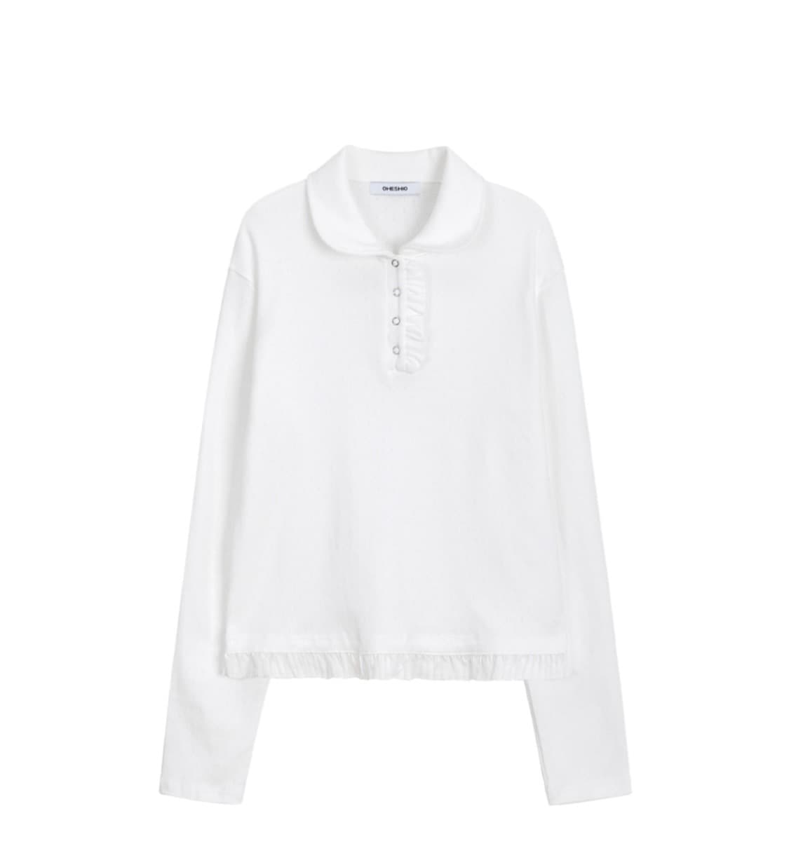 오헤시오 라운드카라 프릴 롱 티셔츠 상품이미지1