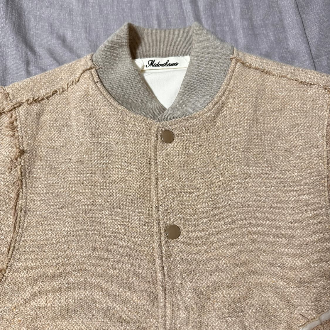 [S,100]미도리카와 컷 오프 울 바시티 자켓 상품이미지7