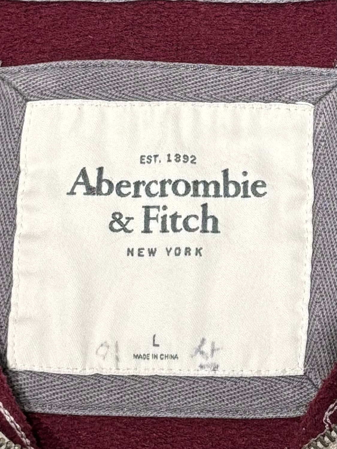 아베크롬비 빅로고 버건디 후드집업 상품이미지6