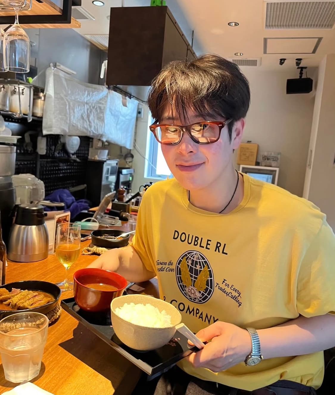 더블알엘 RRL 가먼트 다이 저지 그래픽 티셔츠 옐로우 M 사이즈 상품이미지2