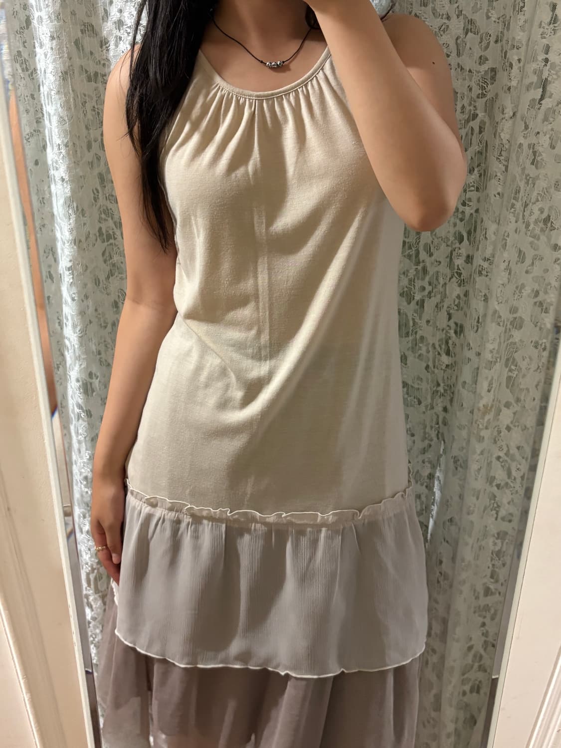 베이지 레이어드 원피스 상품이미지2