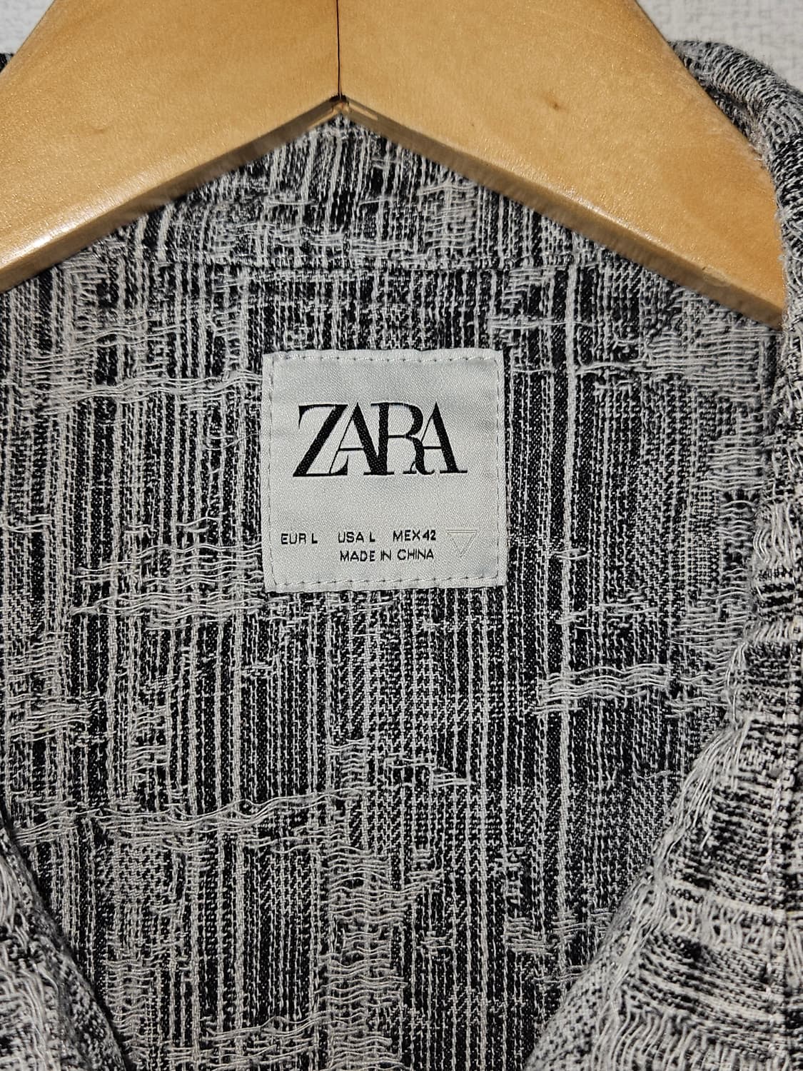자라 ZARA 자카드 린넨 반팔셔츠 가디건 워시드 L (거의 새상품) 상품이미지4