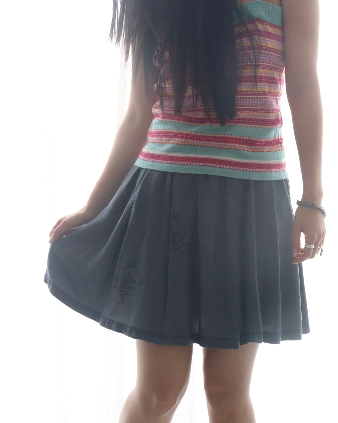 [Hysteric Glamour] Blue Fuckbear Skirt 상품이미지1