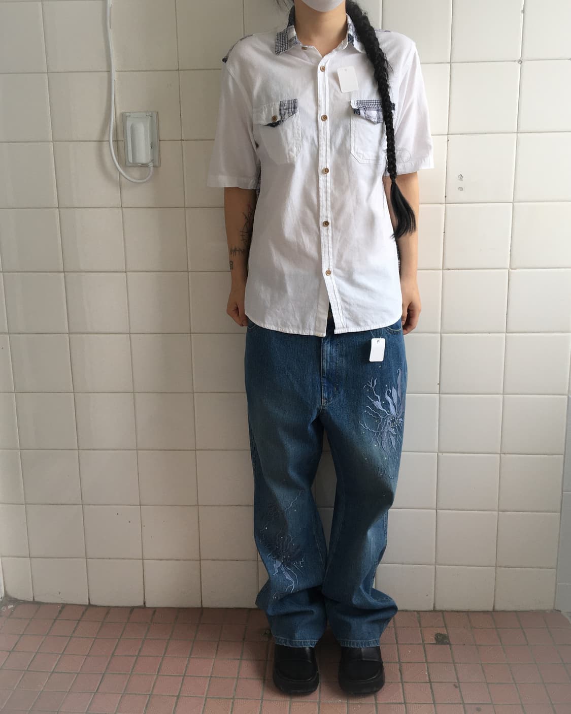 Back patch work point shirt 상품이미지6