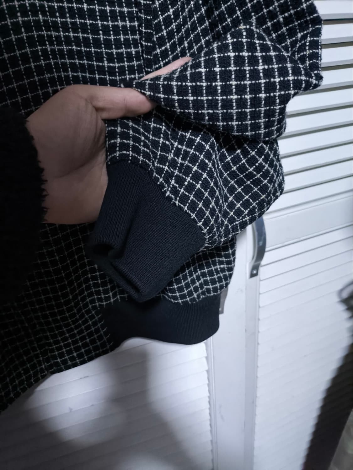 105 입생로랑 오버핏 체크 트위드 블루종 자켓 상품이미지3
