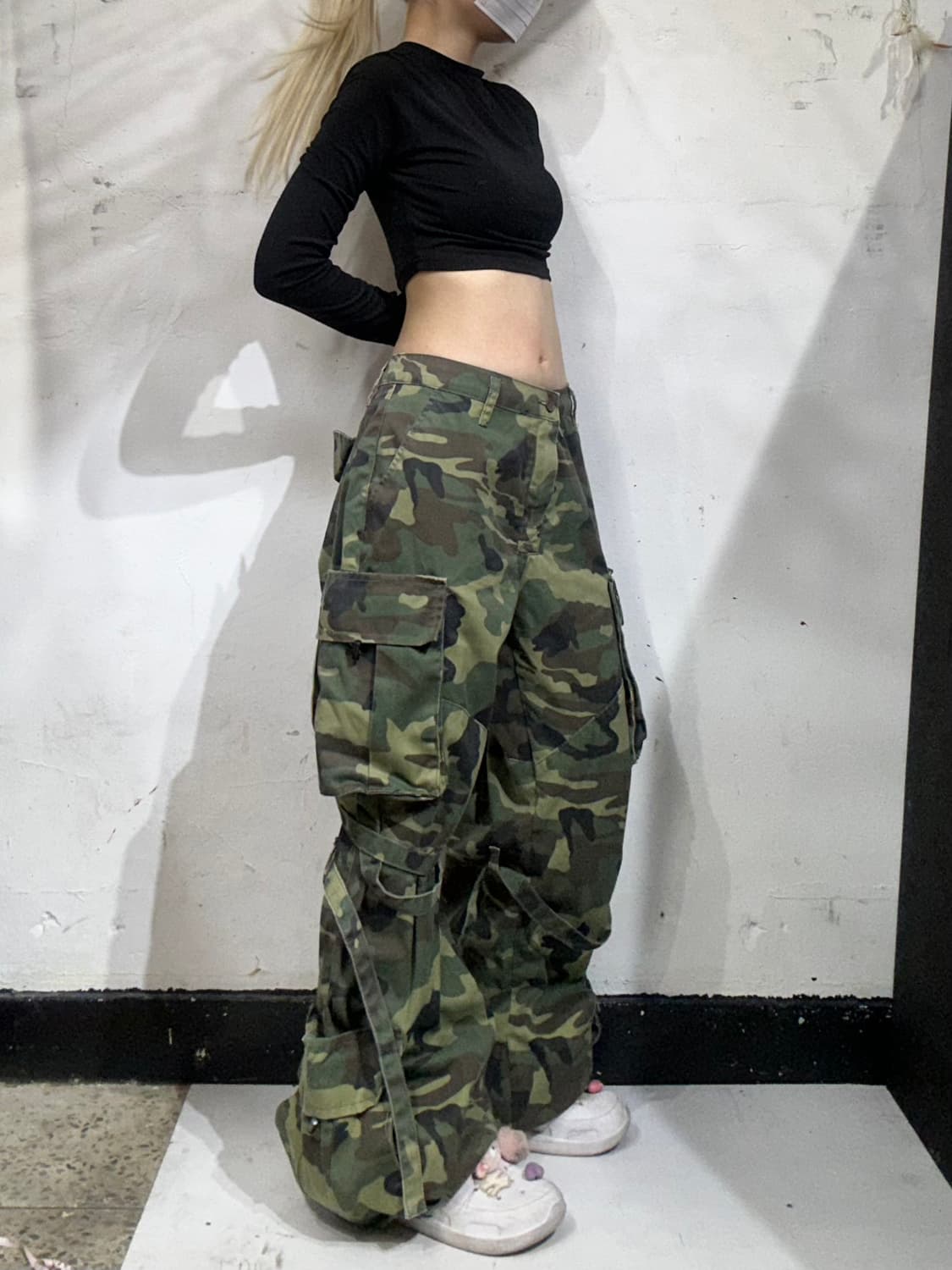 빈티지 카키 대장급 밀리터리 카모 와이드 건빵 바지 카고 팬츠  상품이미지1