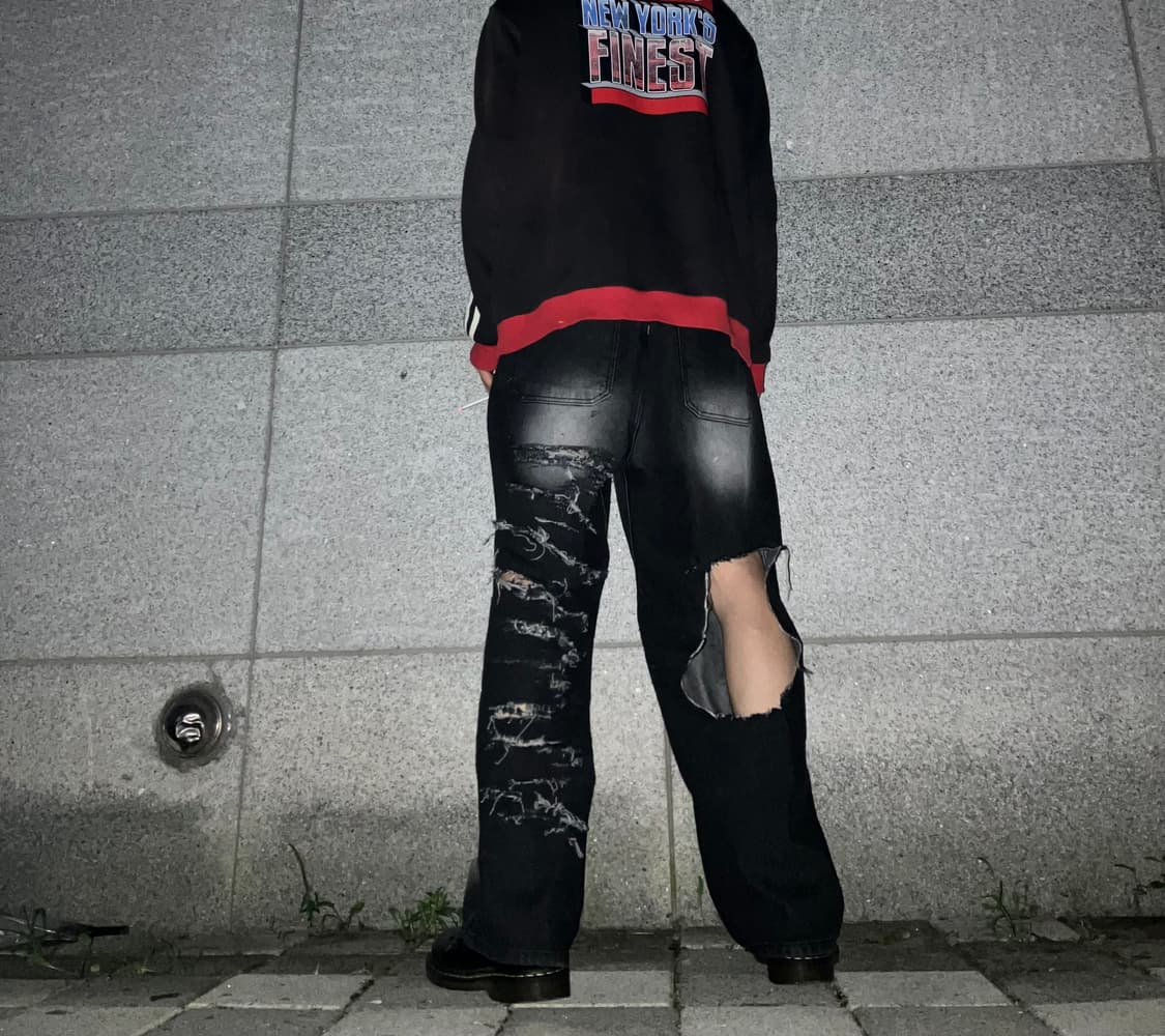 데미지 그런지 커스텀 팬츠 상품이미지2