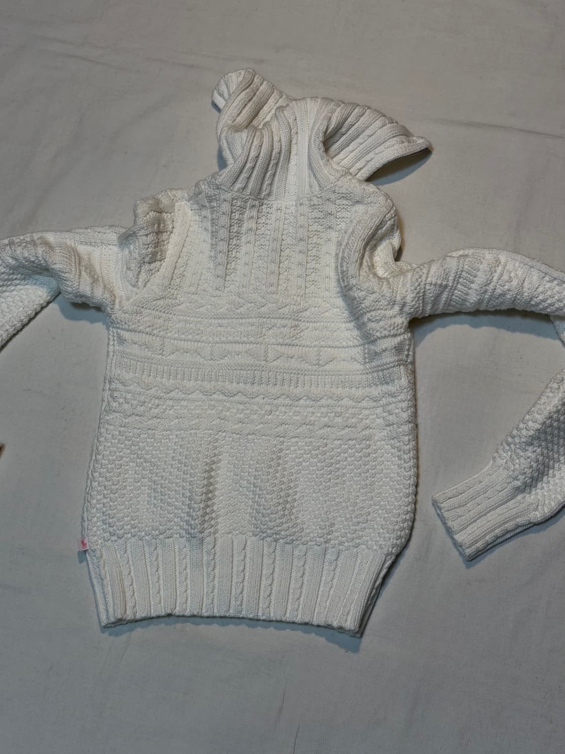 폴로 랄프로렌 딱붙핏 케이블 코튼 니트집업 화이트 상품이미지3