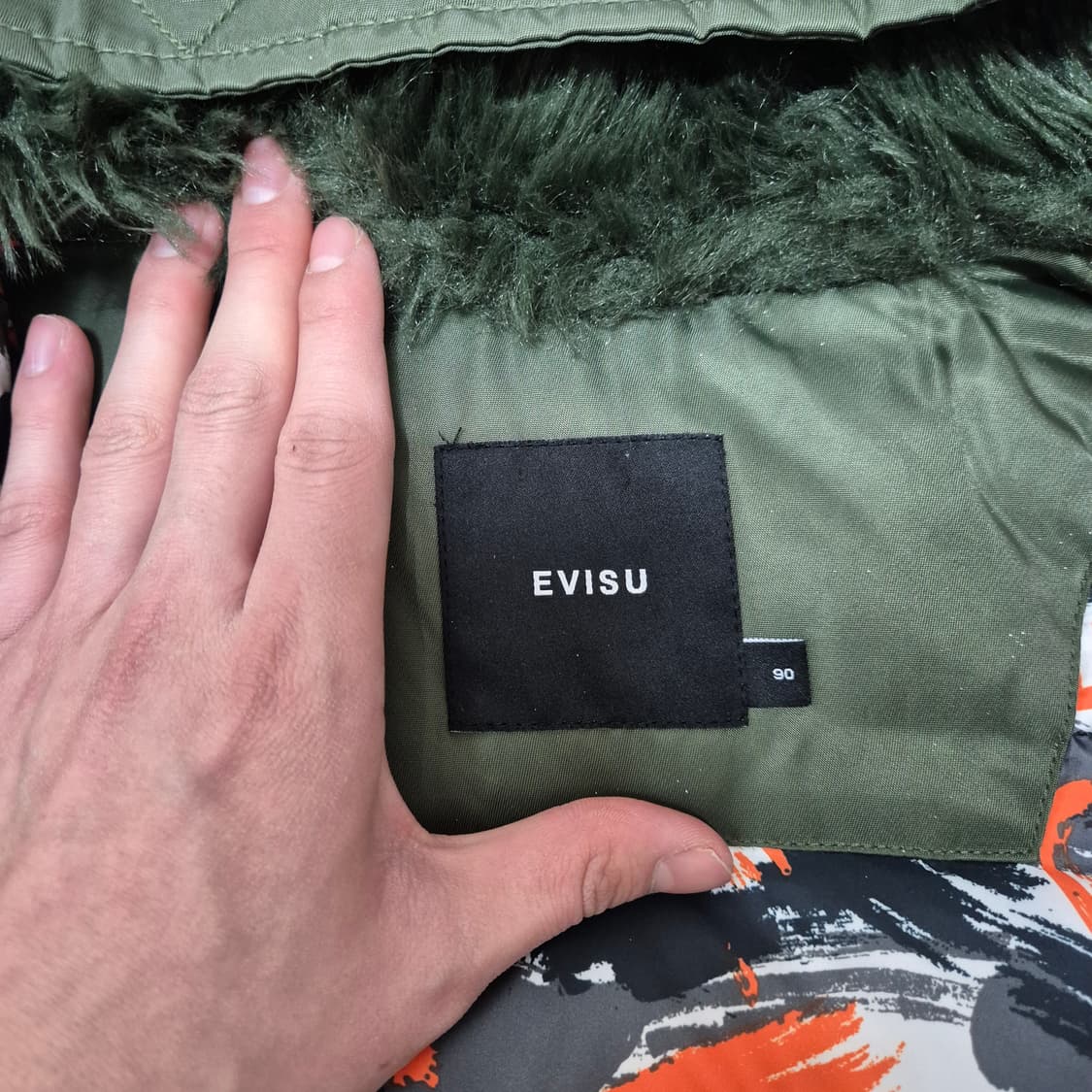 에비수 덕다운 사이드 박스로고 후드 야상 롱패딩 점퍼 S(90) 상품이미지5