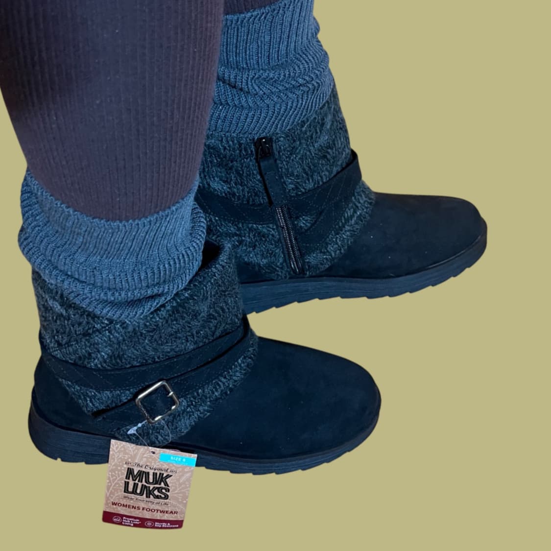 풀박! 무크룩스 니트 벨트 부츠 블랙 상품이미지2