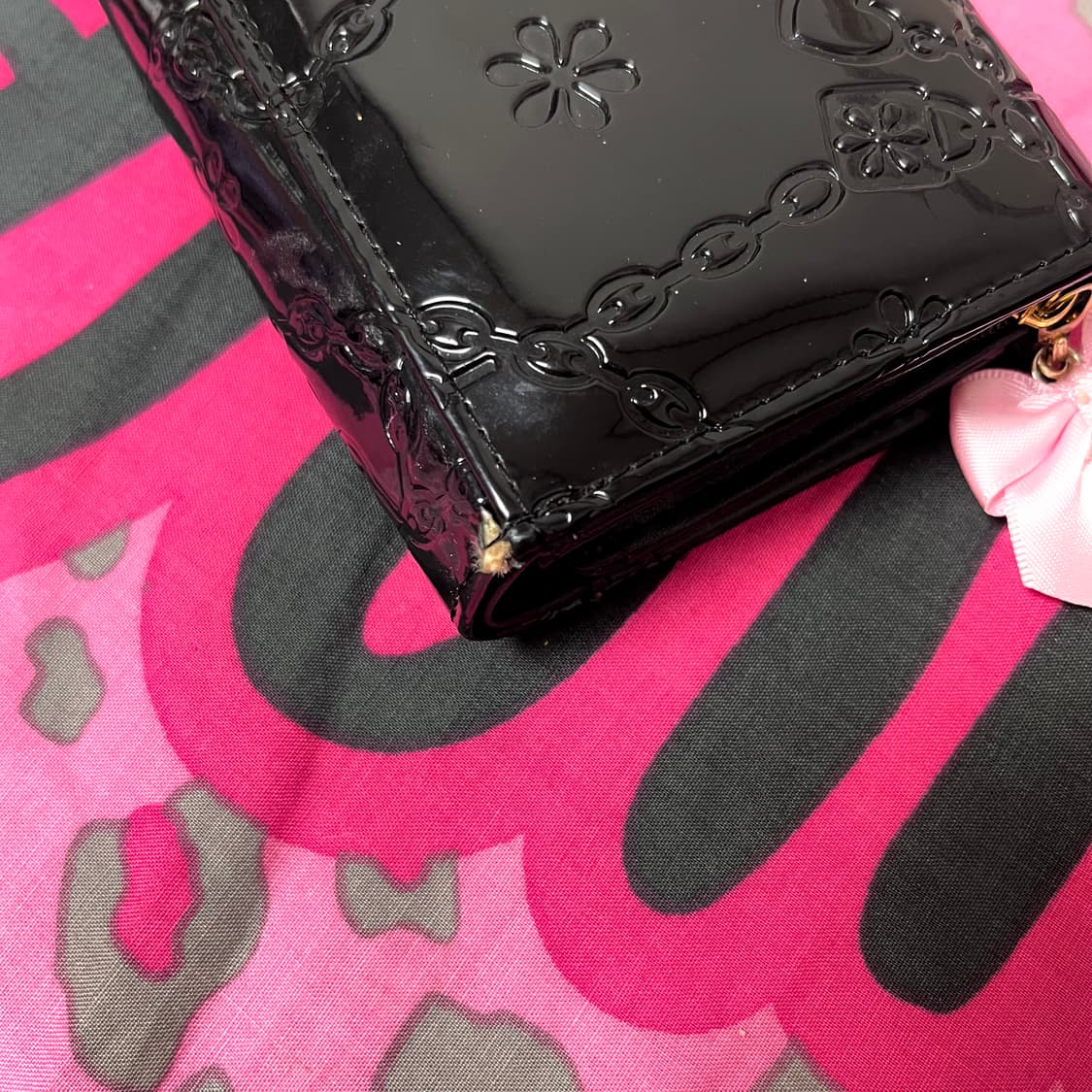 MA*RS마즈 금장 블랙핑크 레오파드 리본 장지갑 히메오네갸루 y2k핀터 상품이미지10