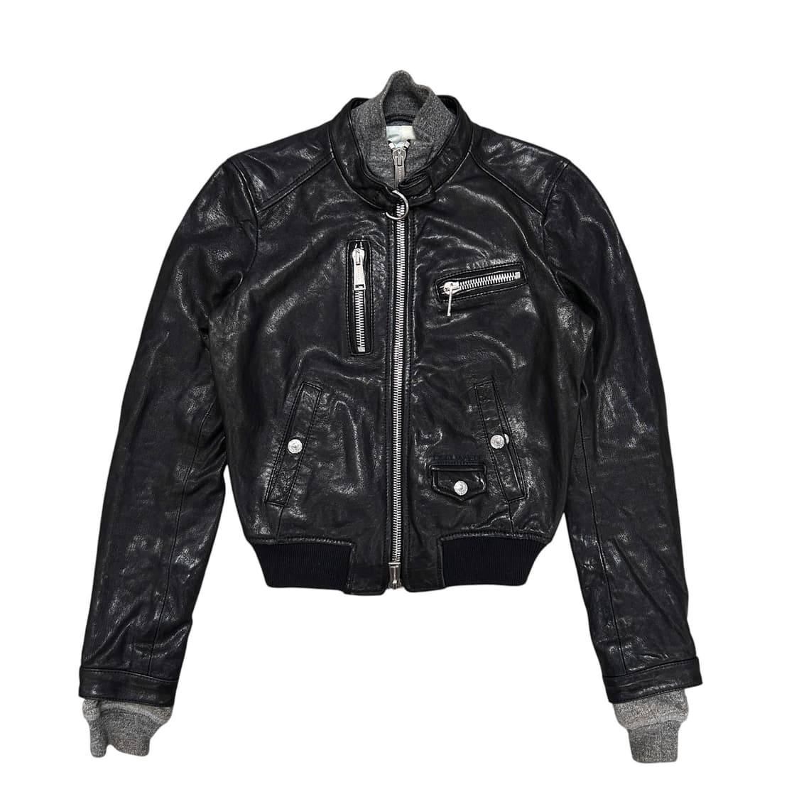 디스퀘어드2 니트 레이어드 레더자켓(42) 상품이미지1