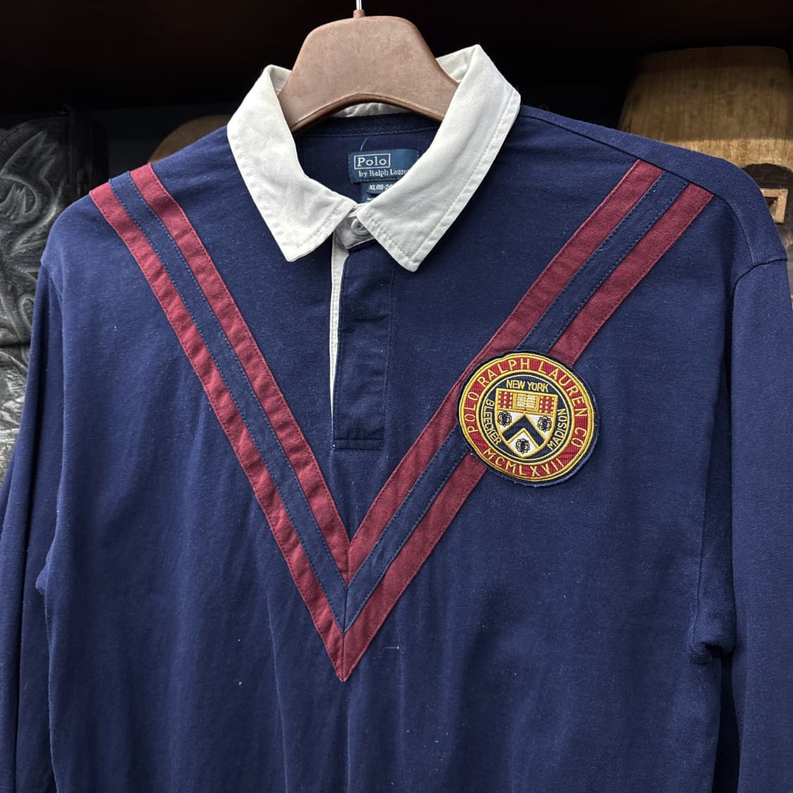 90s 폴로 랄프로렌 칼리지 크레스트 와펜 아이비 럭비셔츠 N1003 상품이미지5