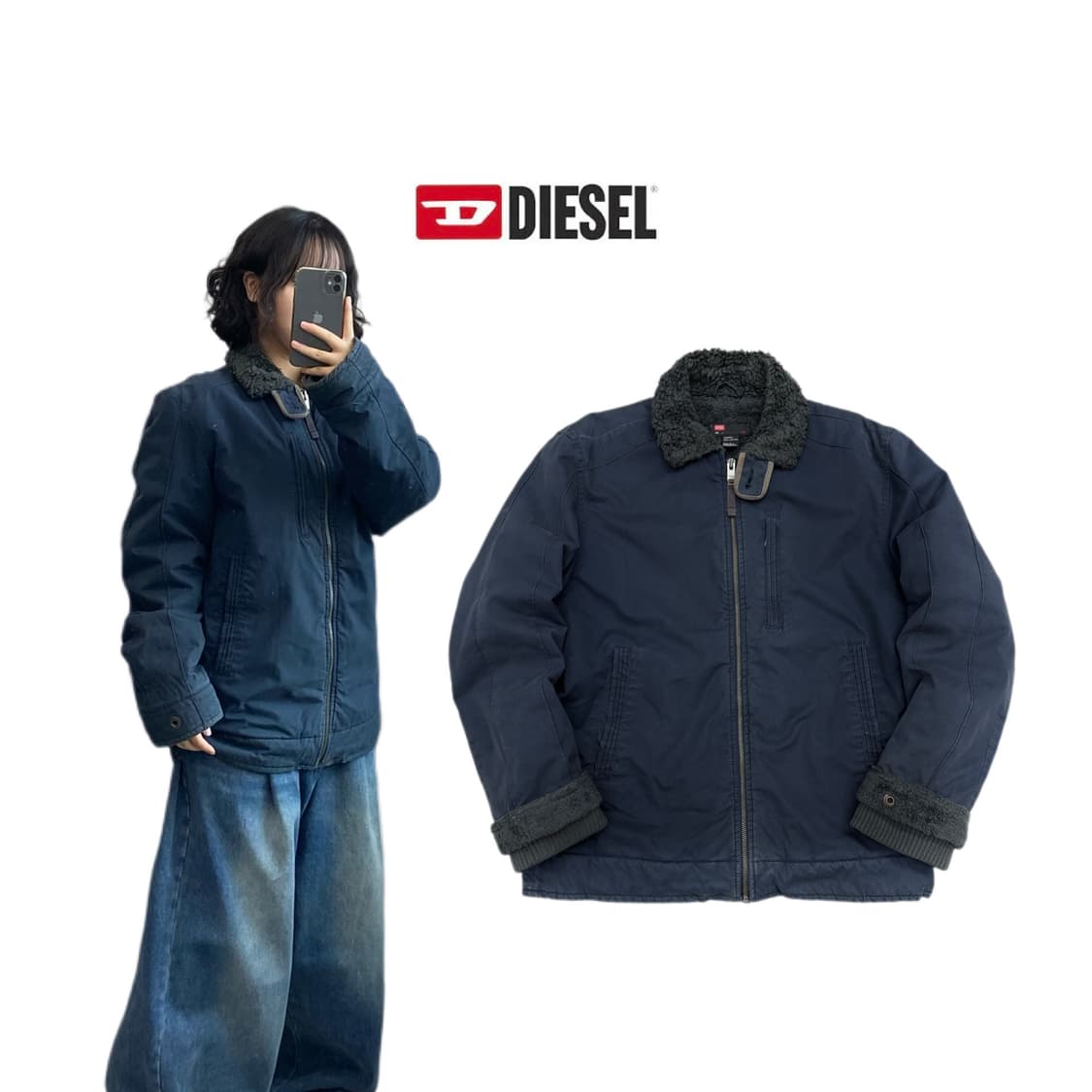 디젤 하이넥 워싱 무스탕 자켓 상품이미지1