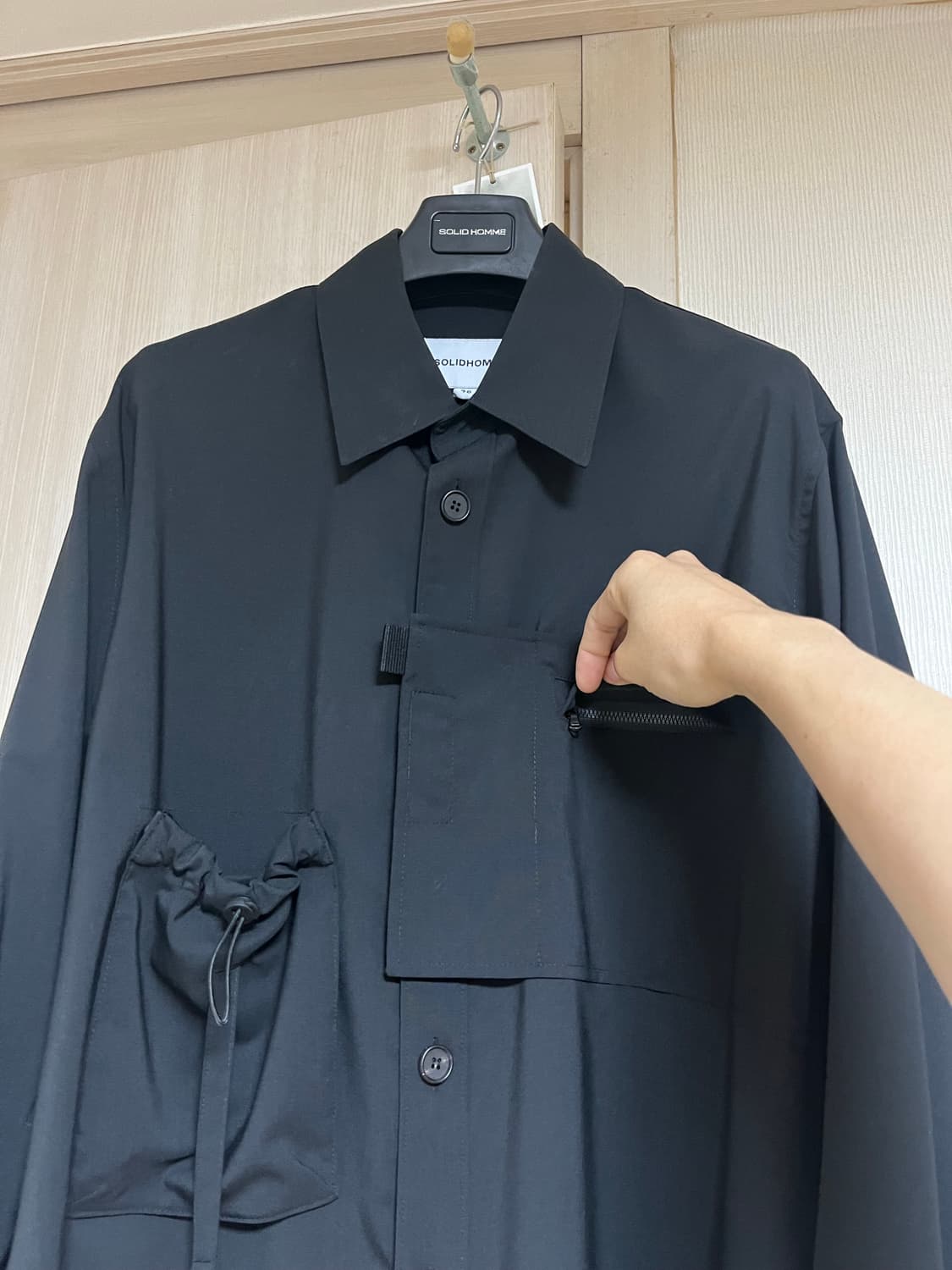 솔리드옴므 오버핏 포켓 울 셔츠 자켓  상품이미지3