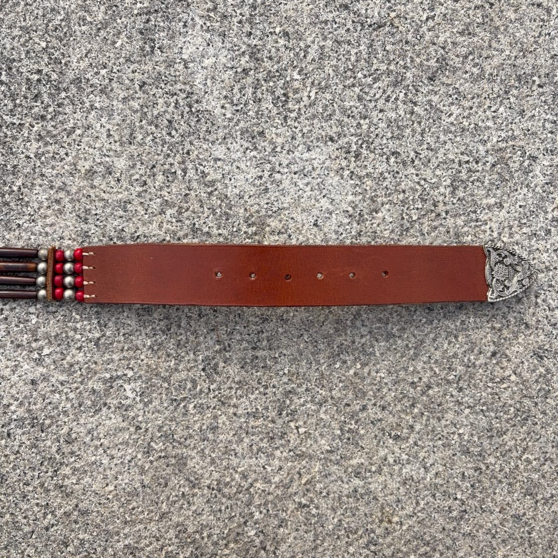 본 모티프 핸드 비즈 웨스턴 레더 벨트  상품이미지6