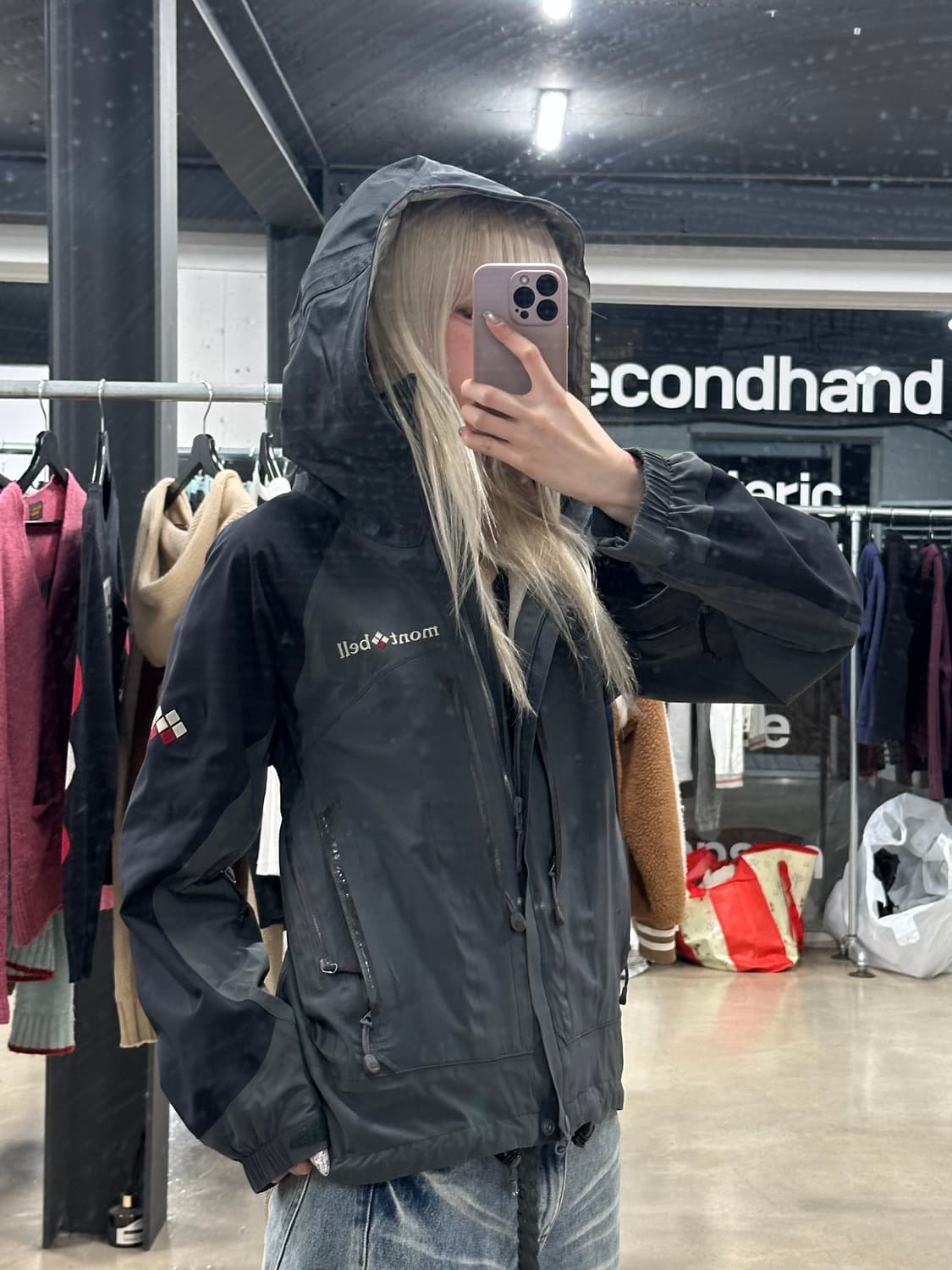 00‘s 고어텍스 몽벨 남성용 블랙 윈드브레이크 투웨이 자켓 상품이미지1