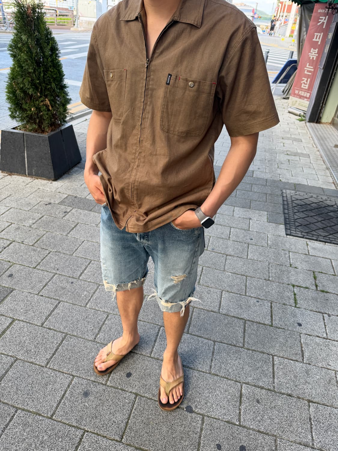 Zippo Linen Blend Zip-Up Work Shirt 상품이미지2