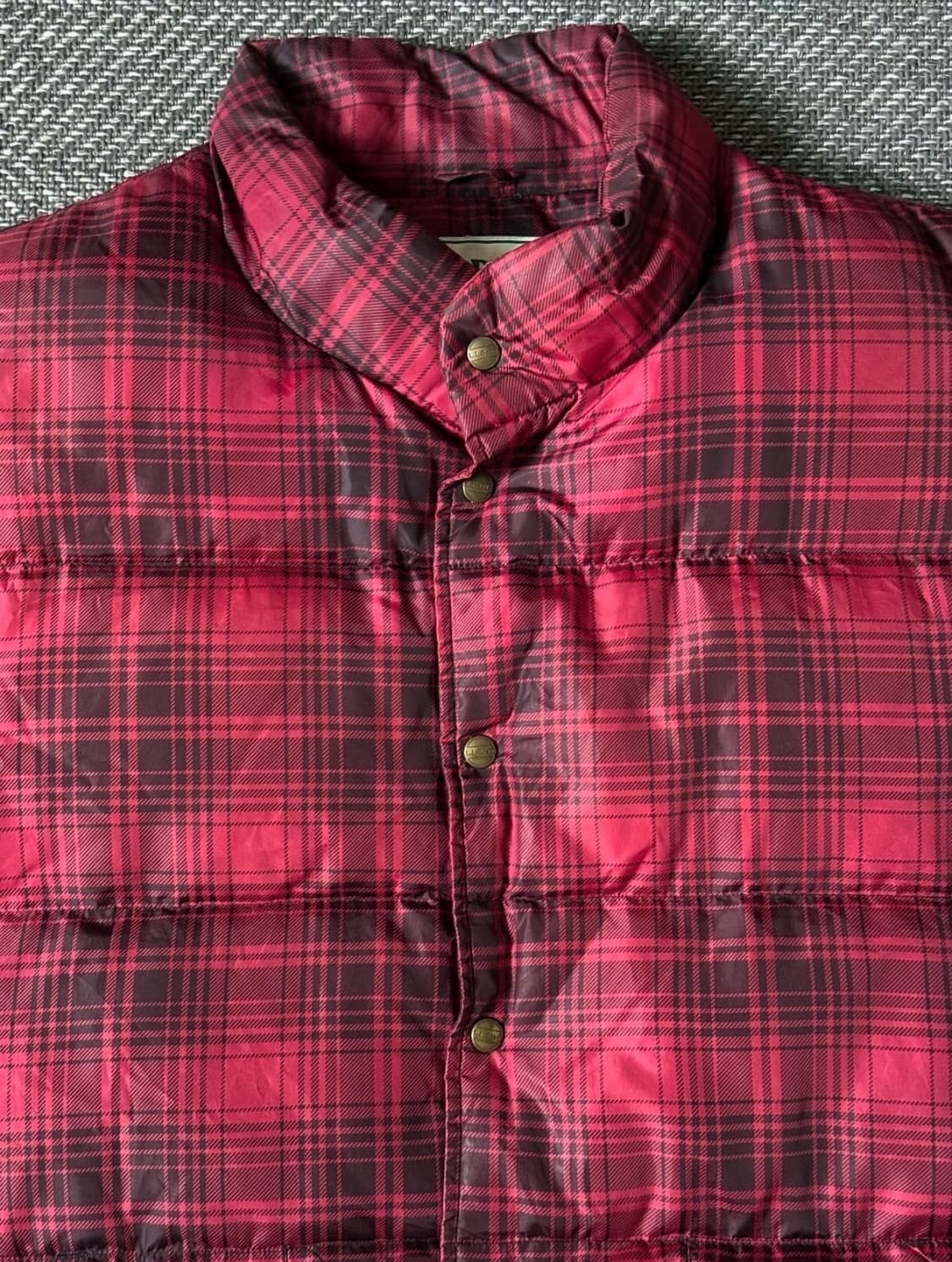 80s 엘엘빈 구스다운 타탄체크 경량 패딩조끼 XL (105-110) 상품이미지4