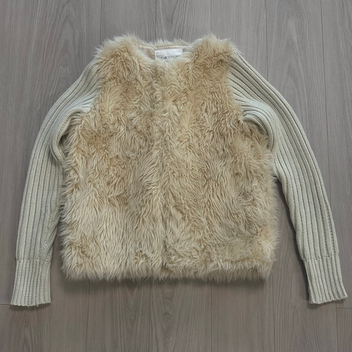 빈티지 베이지 니트 퍼 자켓 상품이미지3