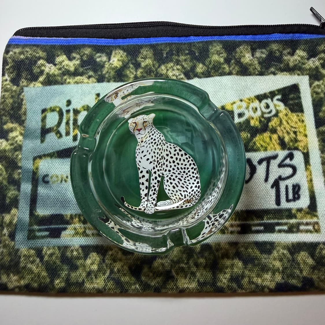빈티지 레오파드 그래픽 애쉬트레이 재떨이 그린 상품이미지4