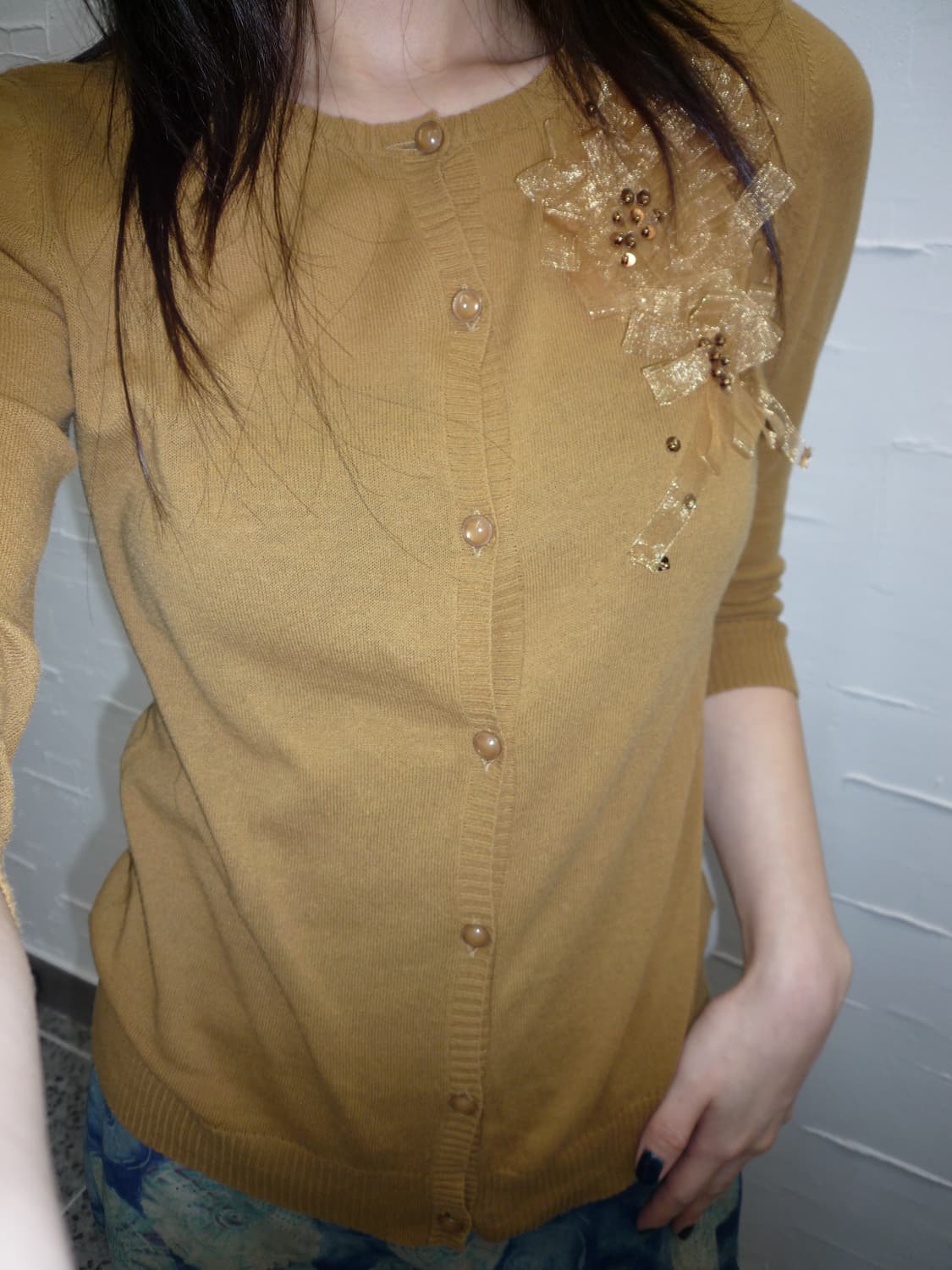 mustard corsage cardigan 상품이미지1