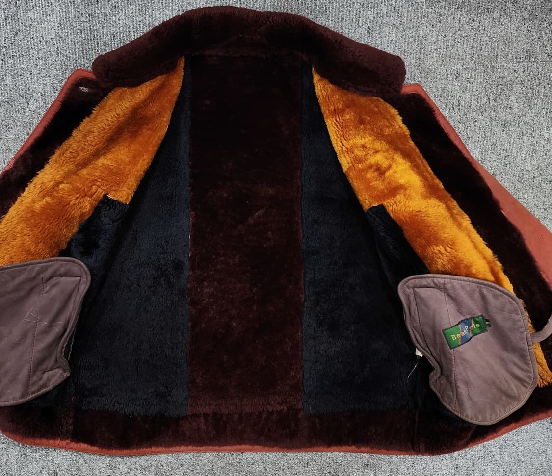 빈티지 빈폴 컬러블록 양가죽 양털 스웨이드 무스탕 95 상품이미지3