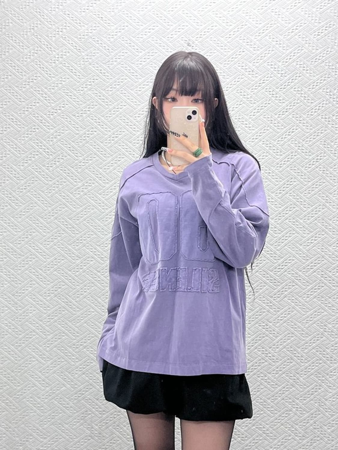 인사일런스 아플리케 그런지 딥퍼플 포도맛 롱슬리브 S C10655 상품이미지2