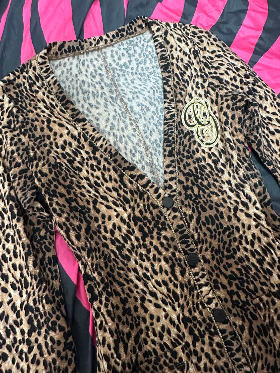 빈티지 호피 레오파드 갸루 오네갸루 가디건 상품이미지4