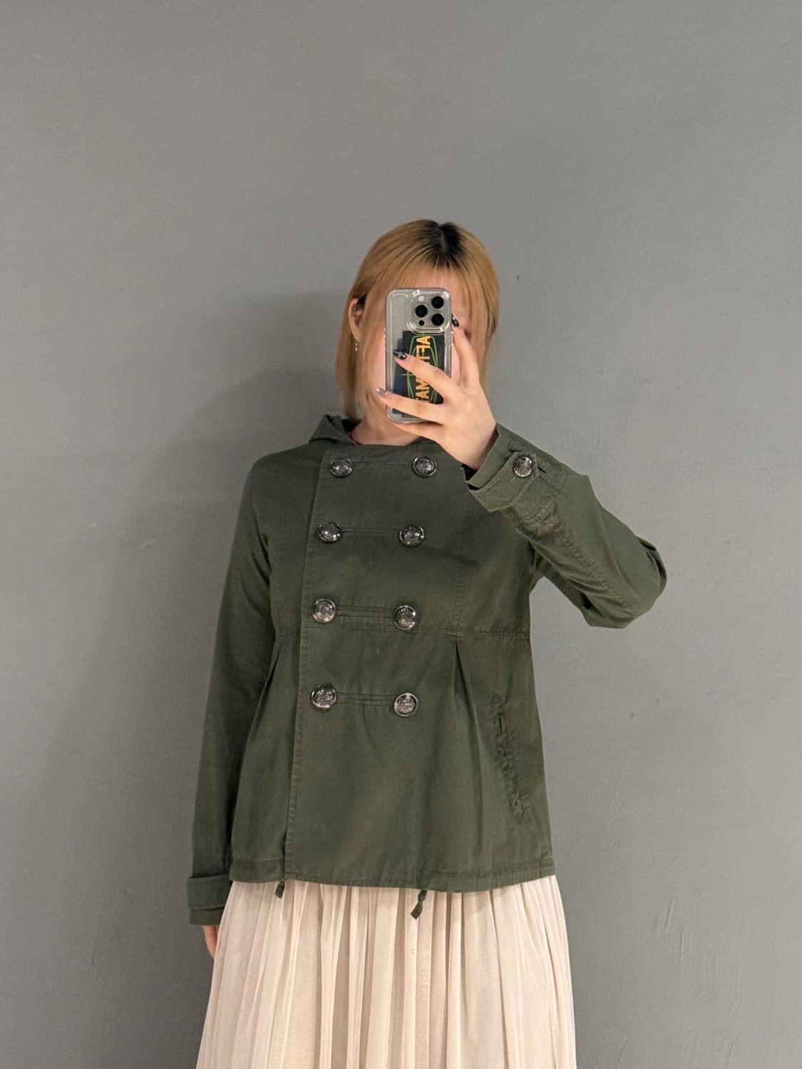 double button detail hood jacket 상품이미지1