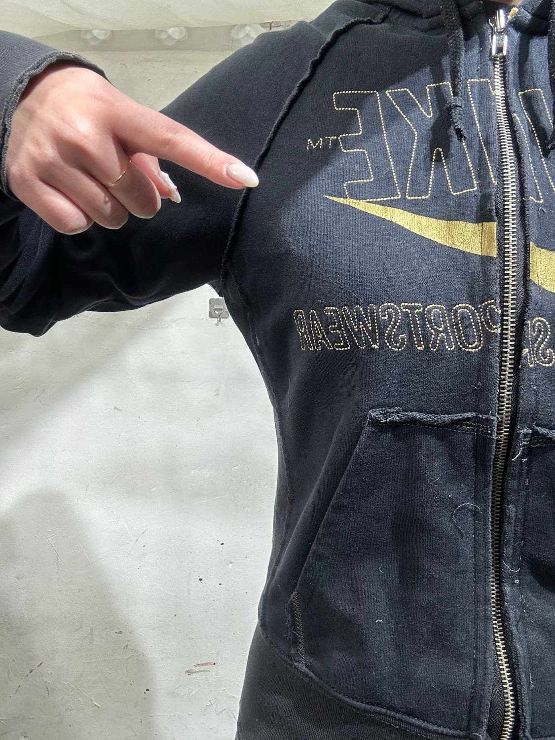 나이키 네이비 골드 빅 로고 y2k 후드집업 트랙탑 져지 S 상품이미지4