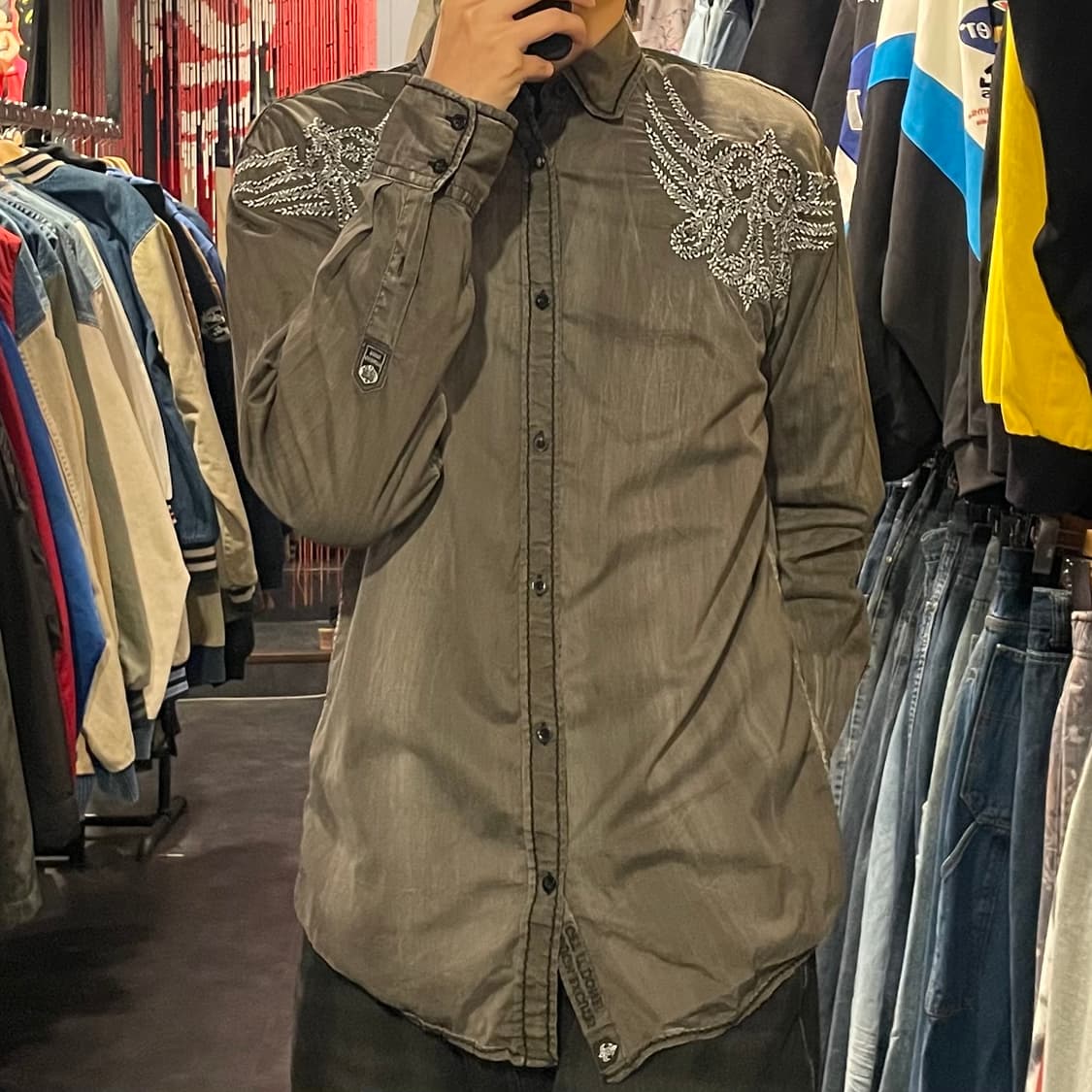 [IM] vtg 웨스턴 자수 차콜 셔츠 상품이미지4