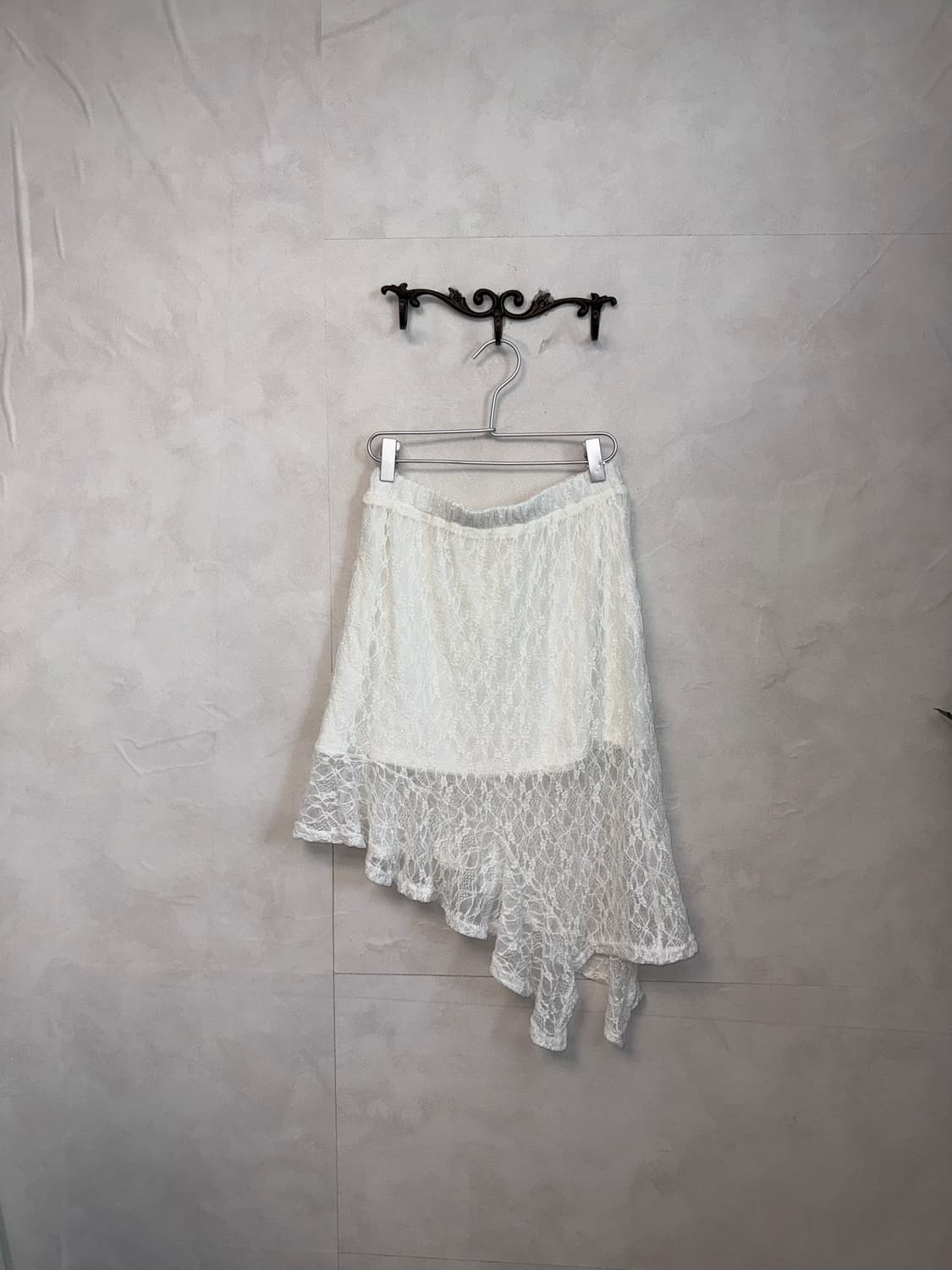 White floral lace unbalanced skirt 상품이미지3