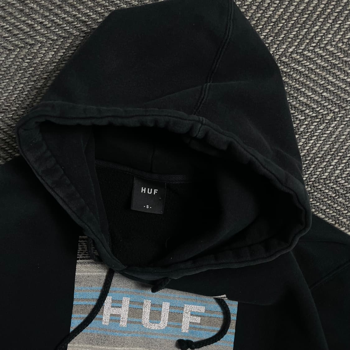 HUF 빅로고 박시핏 블랙 후드 티셔츠o 4749 상품이미지5