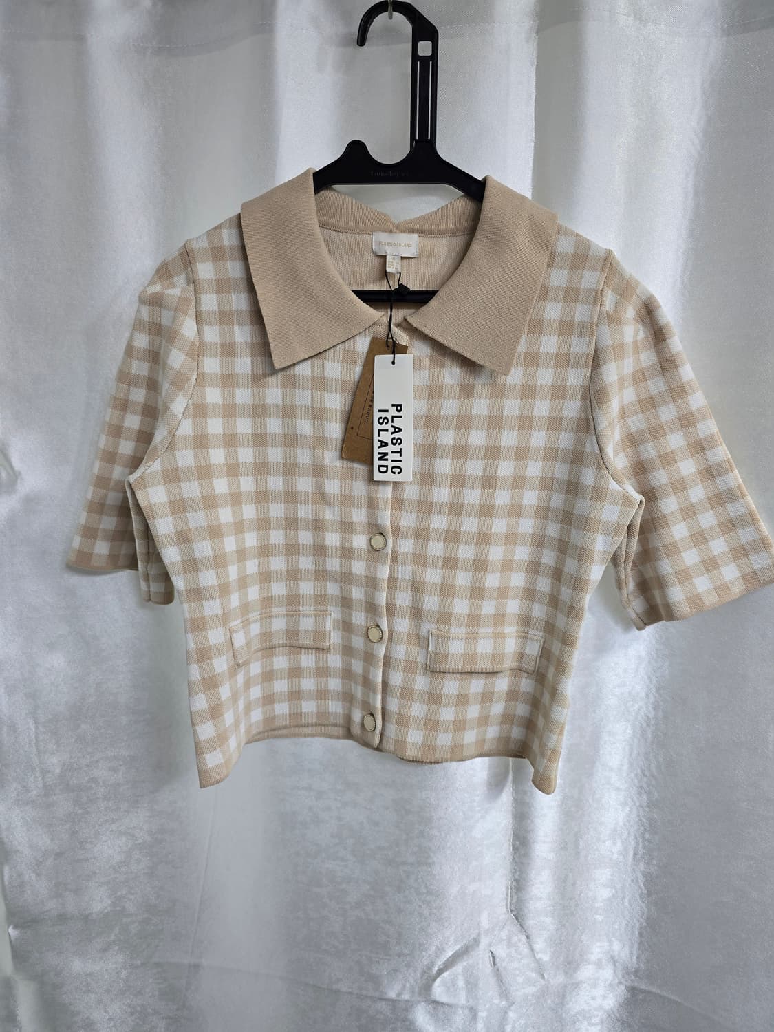 플라스틱아일랜드 체크 반팔 가디건 (1843) 상품이미지1