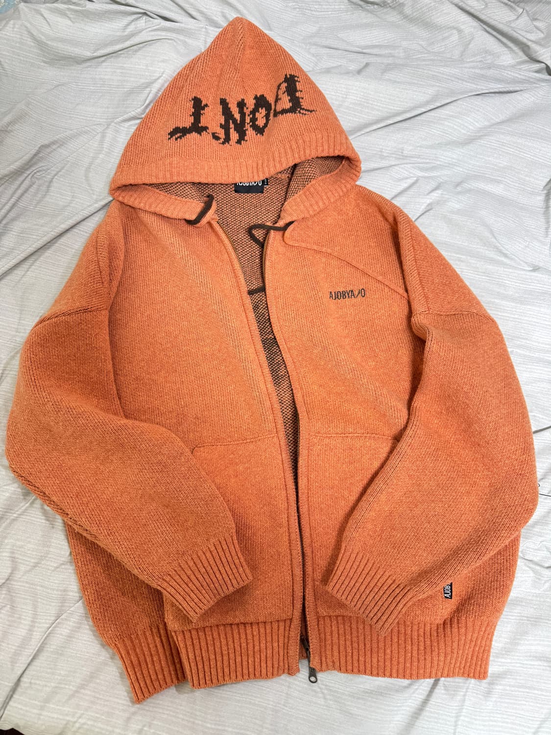 아조바이아조 오렌지 색 울 후드집업 (XL) 상품이미지1