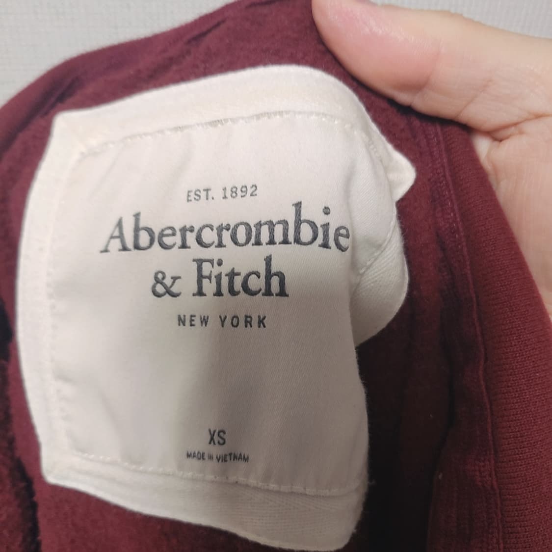 [XS] 아베크롬비 버건디 기모 후드집업 상품이미지3