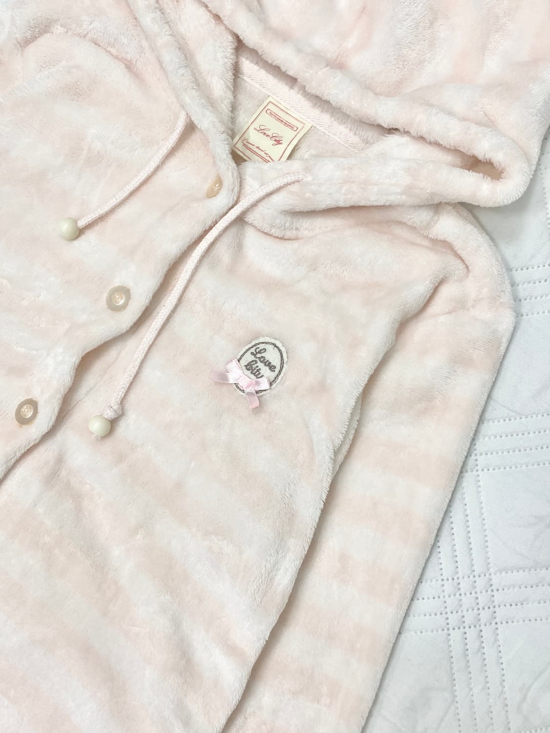 ꒰ঌ 폭닥 스트라이프 핑크 후드집업 ໒꒱ 상품이미지4