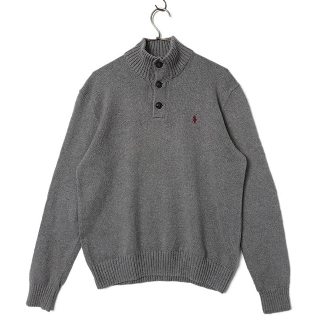 폴로 버튼 터틀넥 니트 반집업 차콜 그레이 xs 상품이미지1