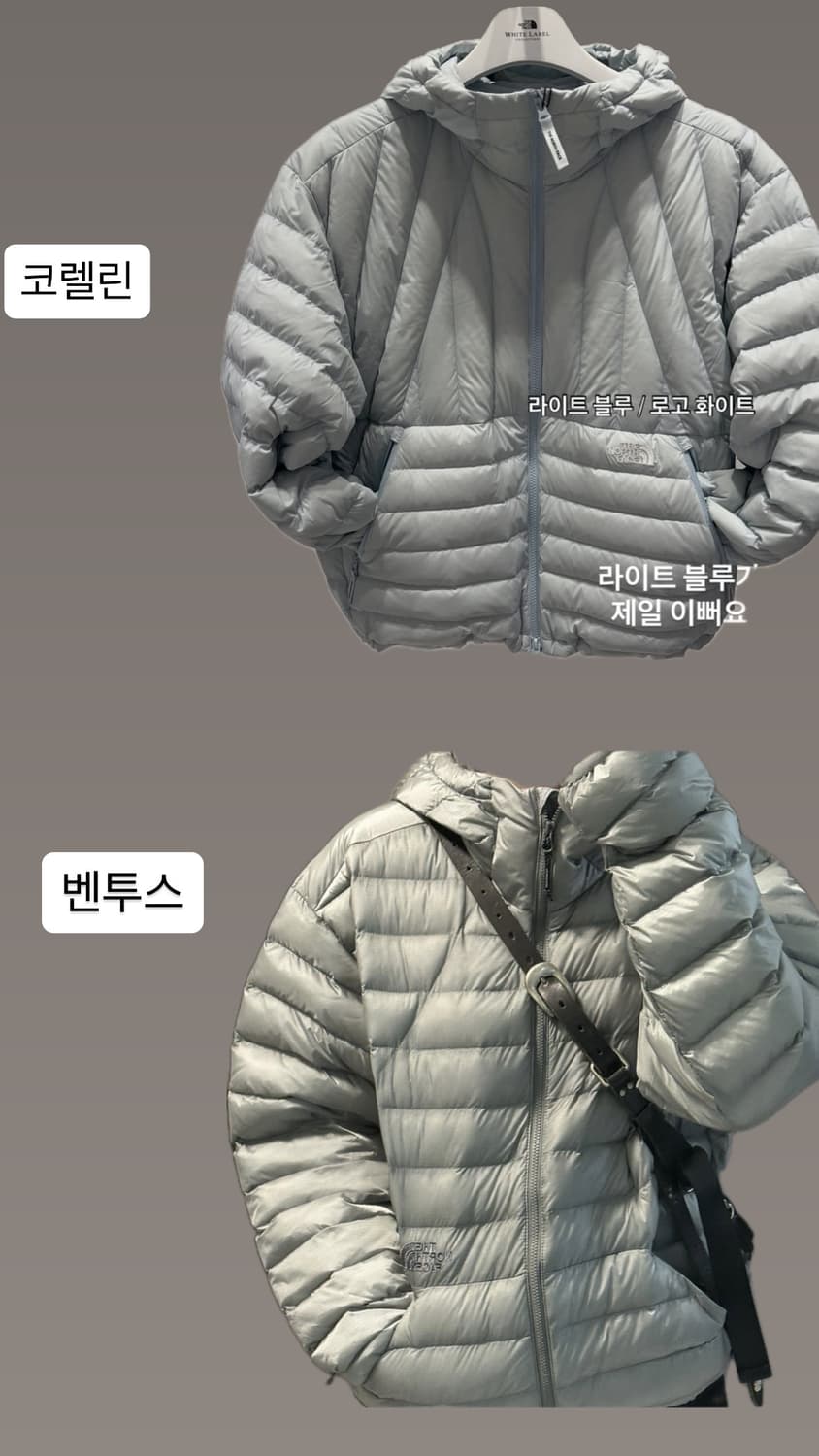노스페이스 벤투스 덕다운 버전 경량패딩 라인 코렐린 화이트블루 새상품 L 상품이미지1