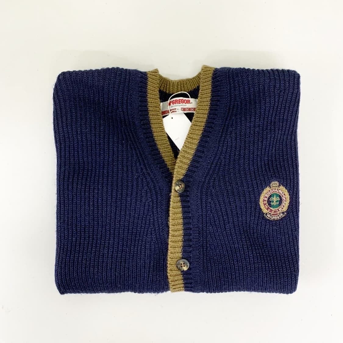 맥그리거 네이비 로고 울 니트 가디건  상품이미지1