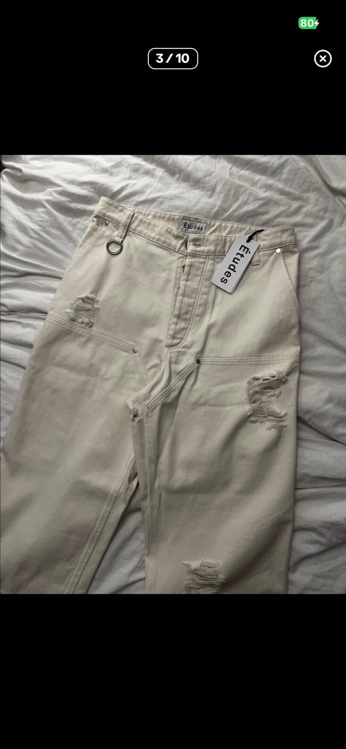 distressed denim 더블니 팬츠 화이트 48 상품이미지3