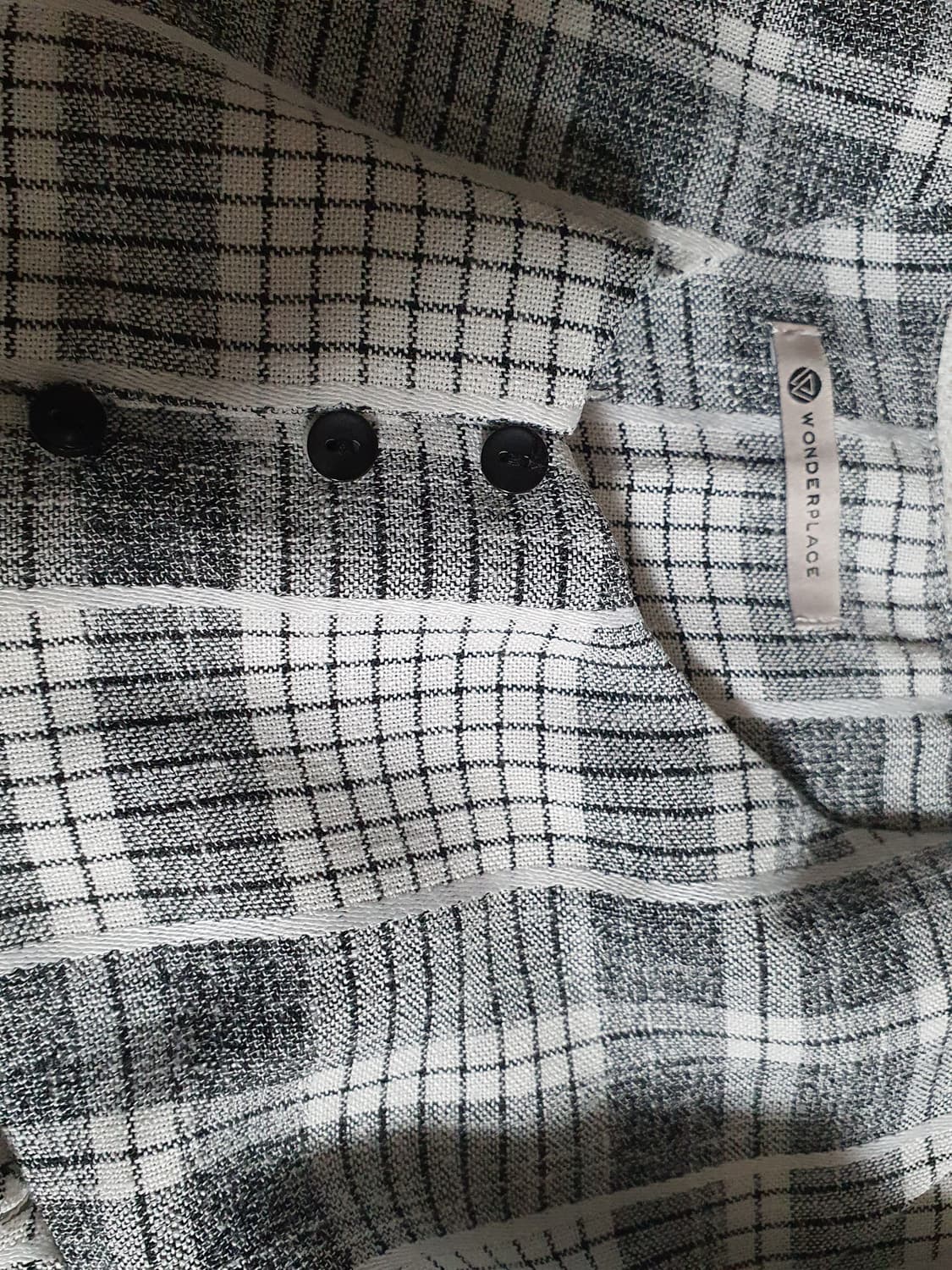 [빈티지] 원더플레이스 체크 레이어드 원피스 블랙 버튼 민소매 상품이미지7
