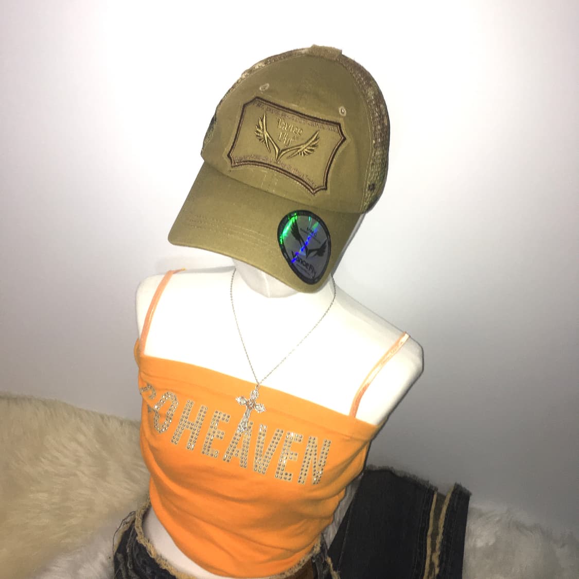 Y2k 카키 메쉬 캡 상품이미지1