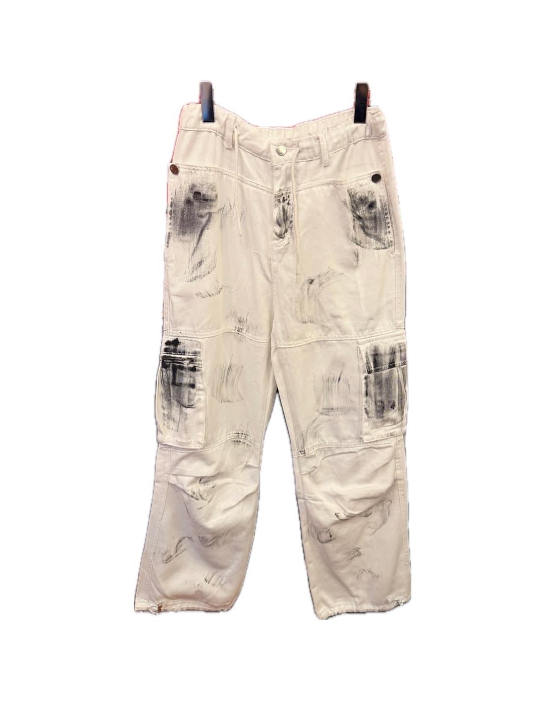 페인트 화이트 와이드 팬츠 상품이미지1