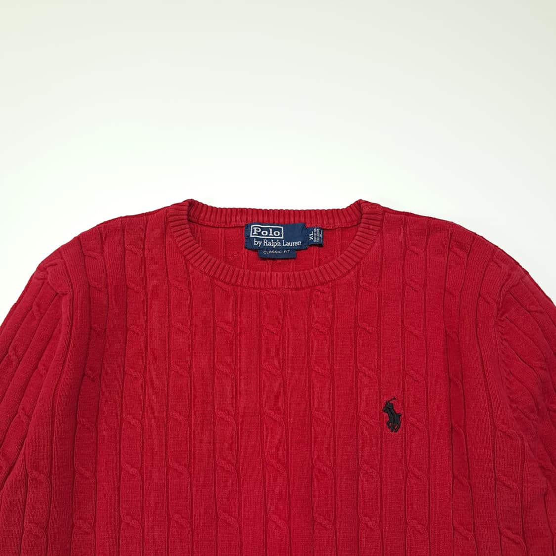 CL574 XL 폴로 00s 코튼 케이블 레드 니트 스웨터 상품이미지2