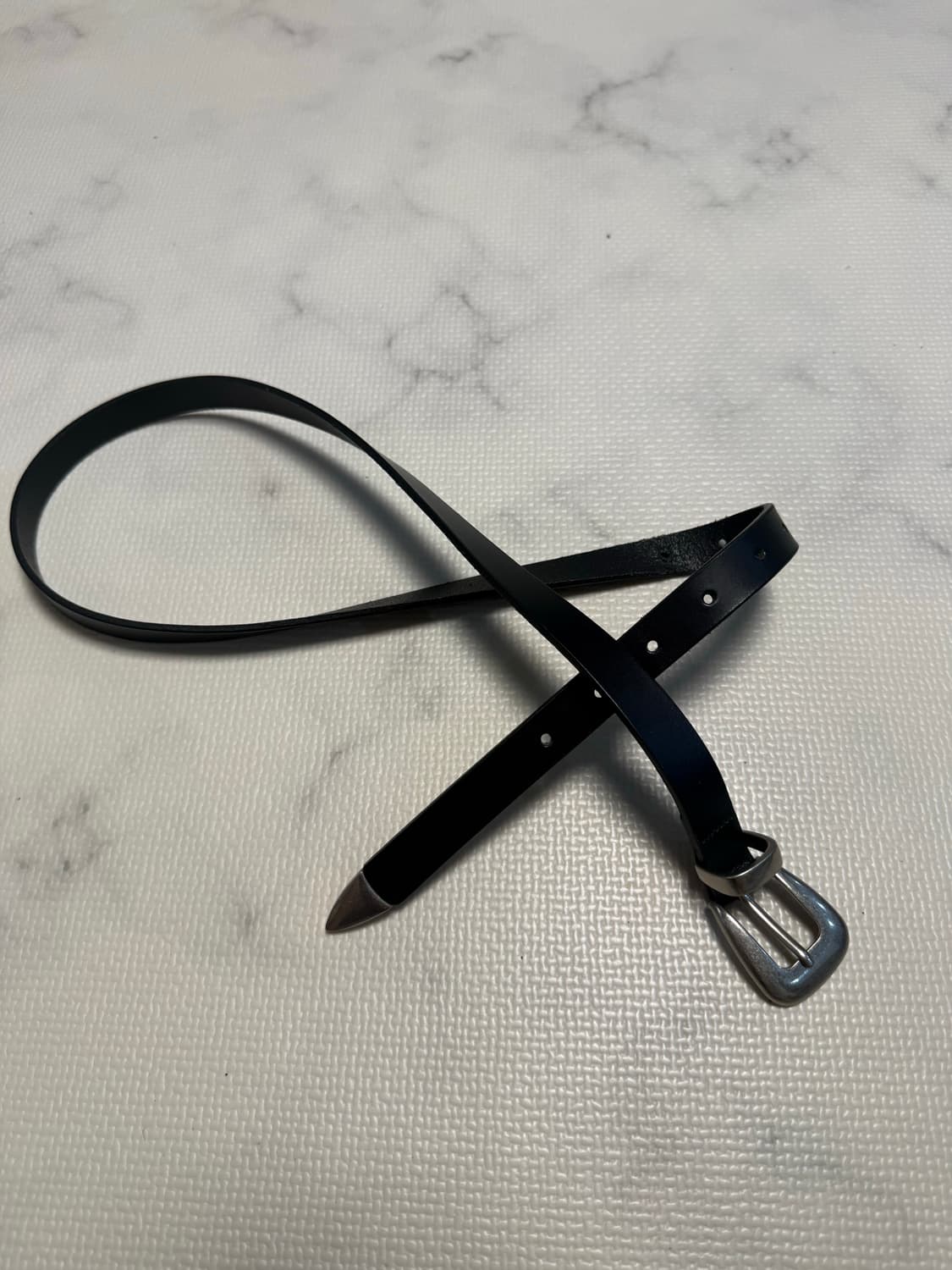 도프제이슨 심플 웨스턴 하드레더 벨트 블랙 상품이미지2