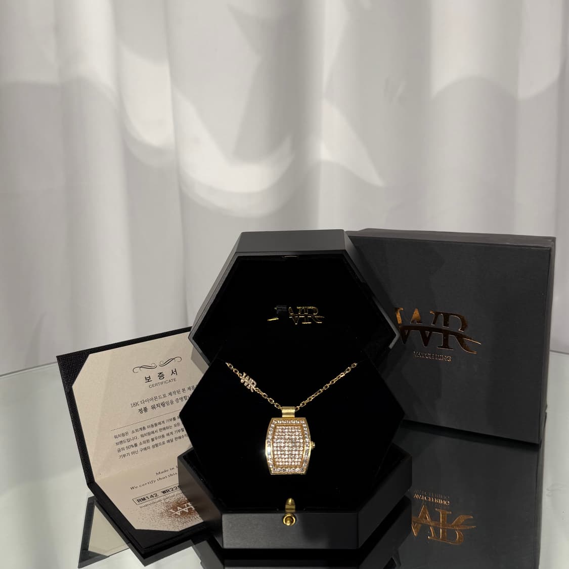 워치링 리차드밀 풀다이아 목걸이 옐로우골드 상품이미지2