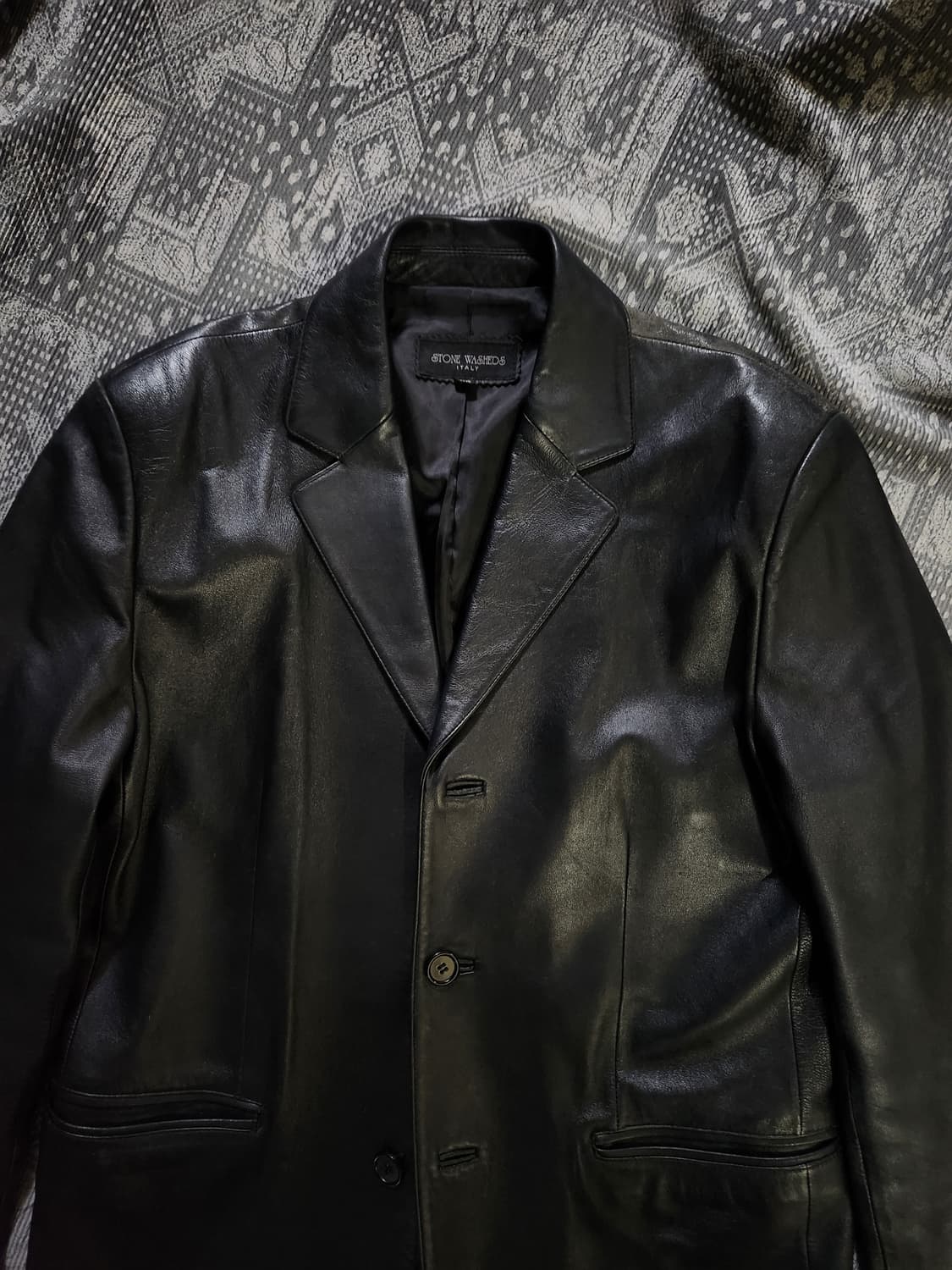 빈티지 레더 블레이저 대디핏 쎄미오버핏 상품이미지3