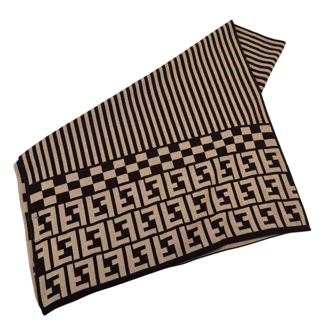 정품 펜디 쥬카 스트라이프 브라운 머플러 상품이미지2